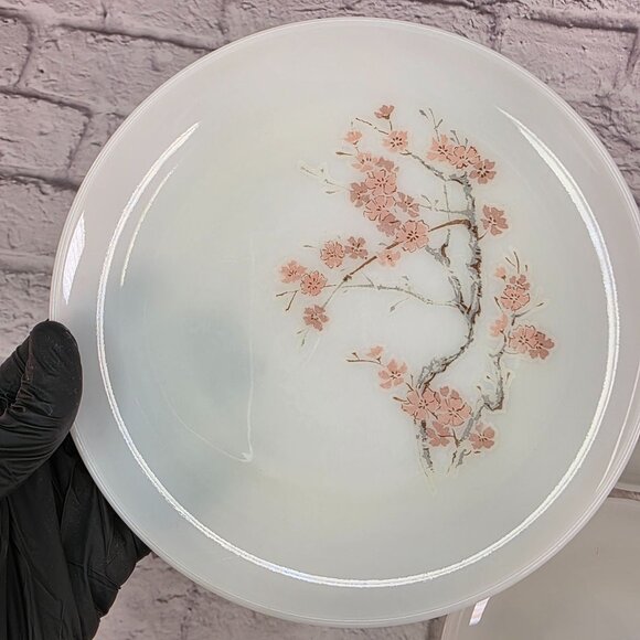 Vintage Pyrex Pink Dogwood Family Flair Flower Blossom Dessert Plates Set of 4 - Picture 2 of 5